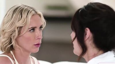 Busty brunette needs to lick small tits bestie to lift curse