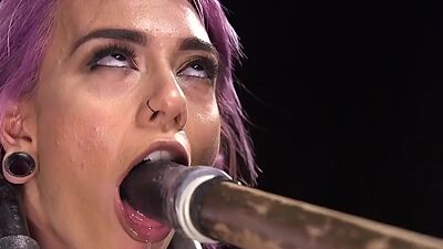 Coloredhair  BDSM babe pussytoyed with big dildo by master