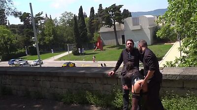 Real public threesome at a park with insatiable kinky slut