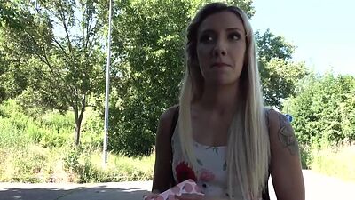 Inked and pierced teen4cash public POV fucked after casting