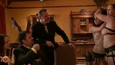 Ebony and little brunette tormented