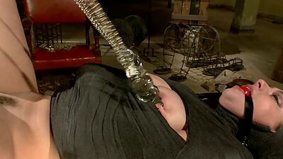 Brunette lesbian sub anal doggy fucked