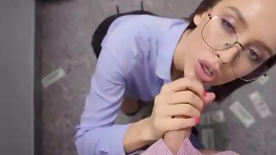 Cashier Fucked the Customer right in the Bank Luxury Girl