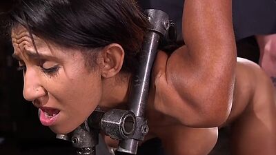 Latina busty femslave suffers 1st pussy discipline by master