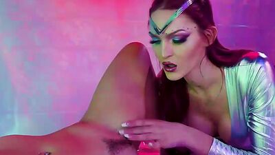 Busty tgirl aliens Jade Venus and Tori Easton fuck a babe