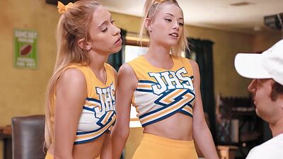 We want to blow your whistle coach so guy fucked two horny cheerleaders
