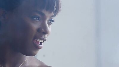 Elastic small titted ebony Ana Foxxx introduces her big black clitoris