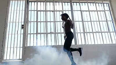 Elastic small titted ebony Ana Foxxx introduces her big black clitoris