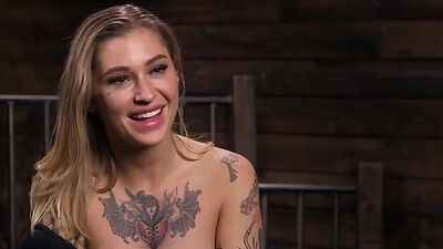 BDSM busty tattooed babe suffers her climax limits with toys