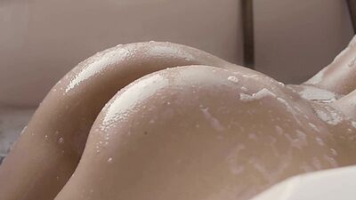 Wet petite teen Sophie Limma sensual posing action and she warmed up body