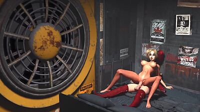 Cyberpunk dreams. 3d dickgirl fucks a sexy horny girl in sci-fi living room