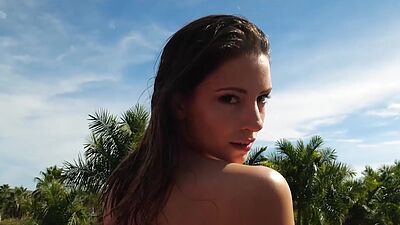 Stunning natural big ass MILF Miluniel Louis posing in hot white bodysuit