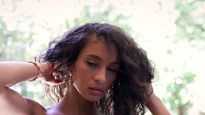 Petite curly teen Latina Kyrah exposed perfect big ass after striptease