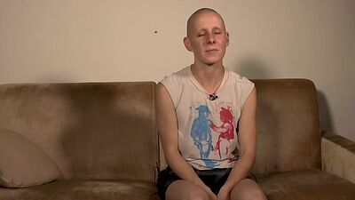 Bald slut in leather harness 3way DP fucked in public