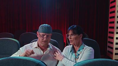 Cinema time and teen moaned during movie while riding her boyfriends cock