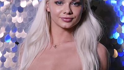 Petite small titted blonde dancer Elsa Jean presenting a hot striptease