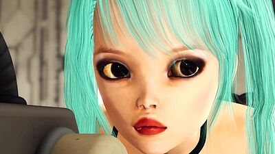 Space busty girl in cuffs gets fucked hard by sex robot in the lab