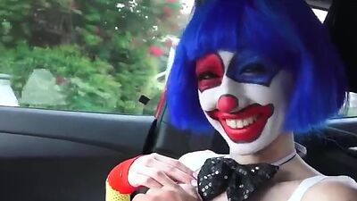 Super sexy clown gets picked up and fucked along the way