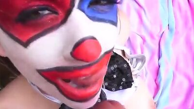 Super sexy clown gets picked up and fucked along the way