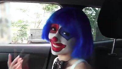 Super sexy clown gets picked up and fucked along the way