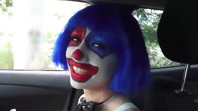 Super sexy clown gets picked up and fucked along the way