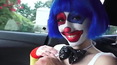 Super sexy clown gets picked up and fucked along the way