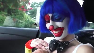 Super sexy clown gets picked up and fucked along the way