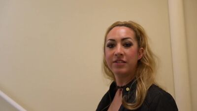 Janna Hicks holds her tits tight to titty fuck her stunt cock