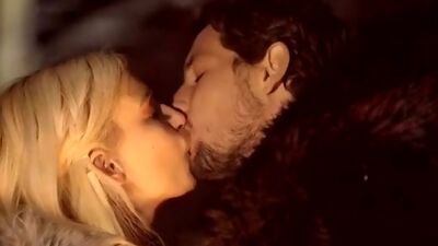 Khalisse relieves Jon Snow of his burdens with an intense makeout that leads to a hardcore romp in front of the fire
