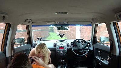 Driving tutor public bangs fishnet wearing MILF outdoor