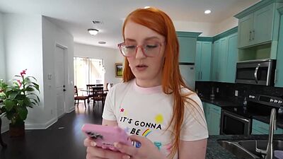 Cherry Fae on her knees sucking stepbros big cock