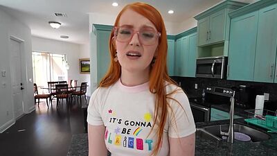 Cherry Fae on her knees sucking stepbros big cock