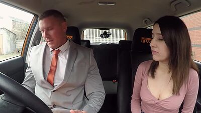 Spanish brunette car driver pussyfucked by instructor