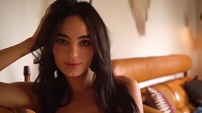 Skinny latina babe Sarah Mollica flashes her small tits and takes a shower