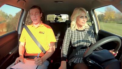 MILF driver gets pussy fucked in POV by her instructor