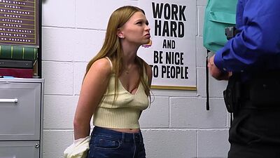 Security guard conducts a cavity search to Mazy Myers