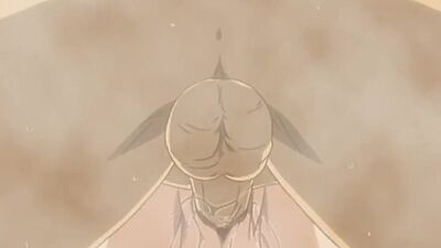 Doggystyled anime teen takes a hot load