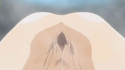 Doggystyled anime teen takes a hot load