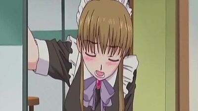 Maid masturbates hard as her boss watches