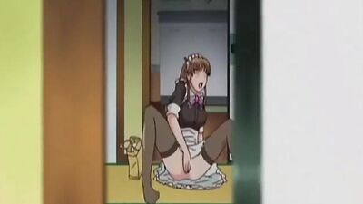 Maid masturbates hard as her boss watches