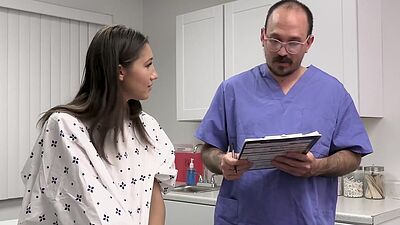 Girl looking for breast enhancement enjoys a vaginal speculum examination