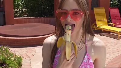 Gorgeous teen gets her pink tight pussy fucked by stepbro