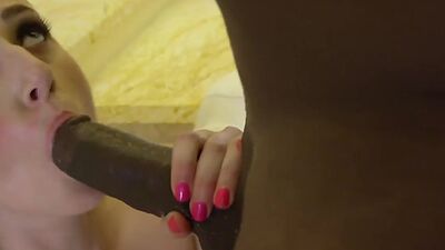 Pussyeaten babe giving head while buttfucked by black guy