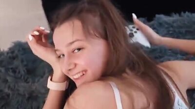 Schoolgirl Gets Dick in her Mouth and Pussy while Playing Xbox Julie Jess