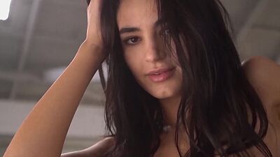 Beautiful Latin teen Sarah Mollica showing of her body after striptease