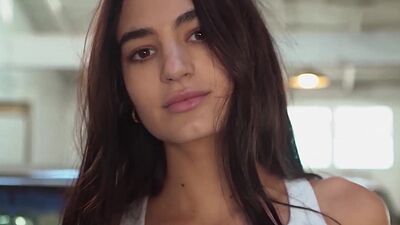 Beautiful Latin teen Sarah Mollica showing of her body after striptease