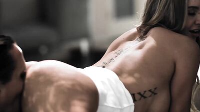 Huge cocks of Robby Echo and Quinton James down to Ella Reese throat