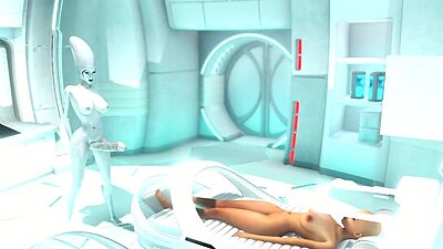 Super alien sex in the sci-fi lab. Futa alien plays with a young hottie