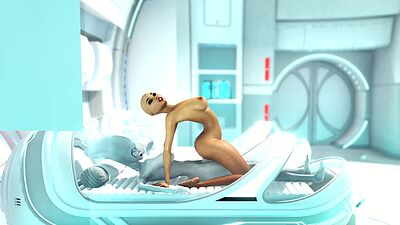Super alien sex in the sci-fi lab. Futa alien plays with a young hottie