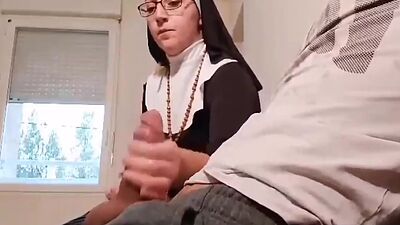 I pull out my cock next to this nun in the waiting room